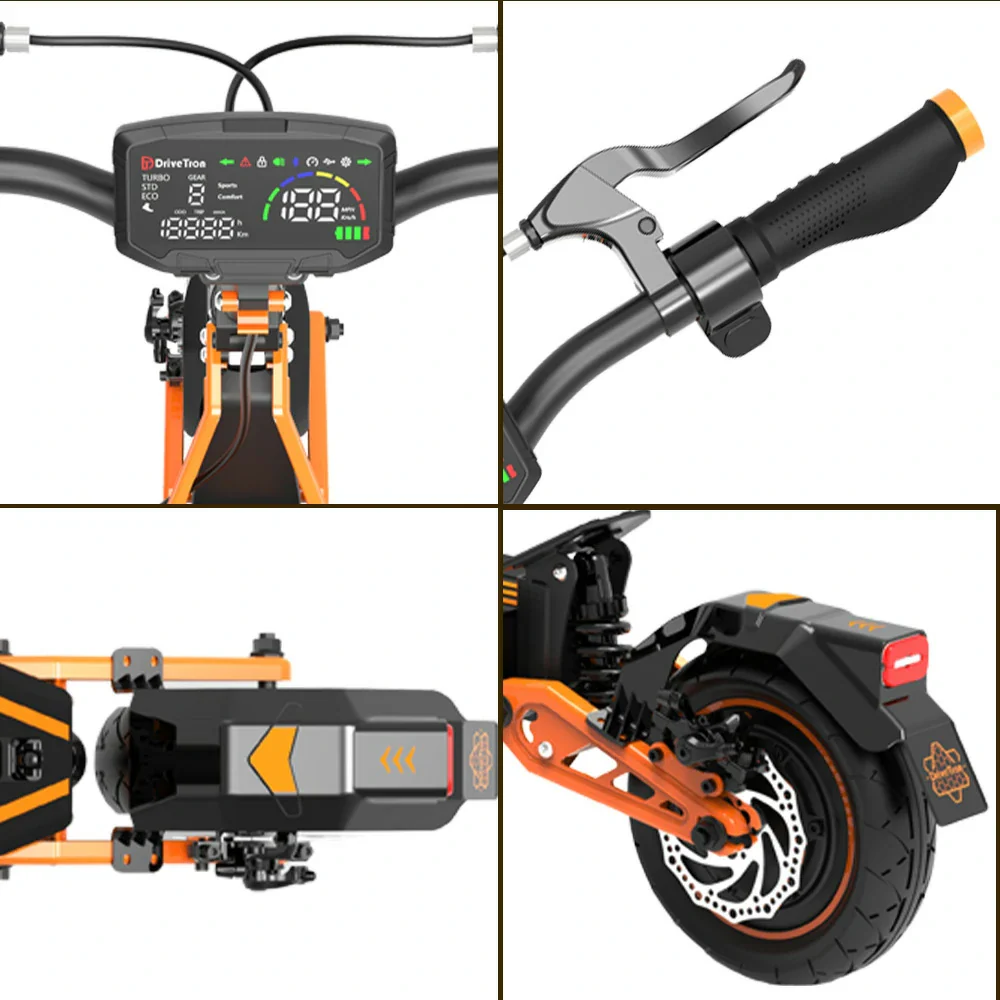 AKEZ DT10 1000Wx2 52V 23.4Ah Single Wheel Drive Max Speed 65KM/H Adult Commuter - Blue/Orange - Image 4