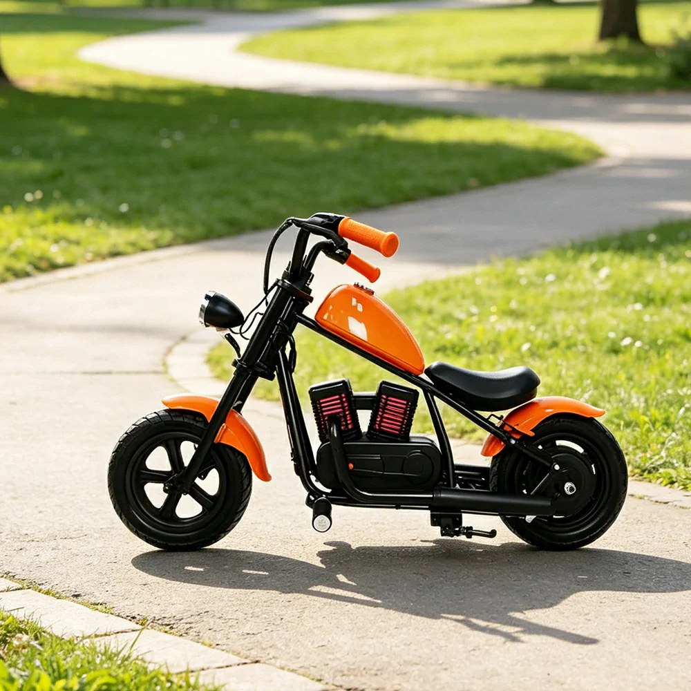 AKEZ Kids Electric Motorcycle 36V 160W Ride-On Bike 65kg Load 15km Range - Orange - Image 4