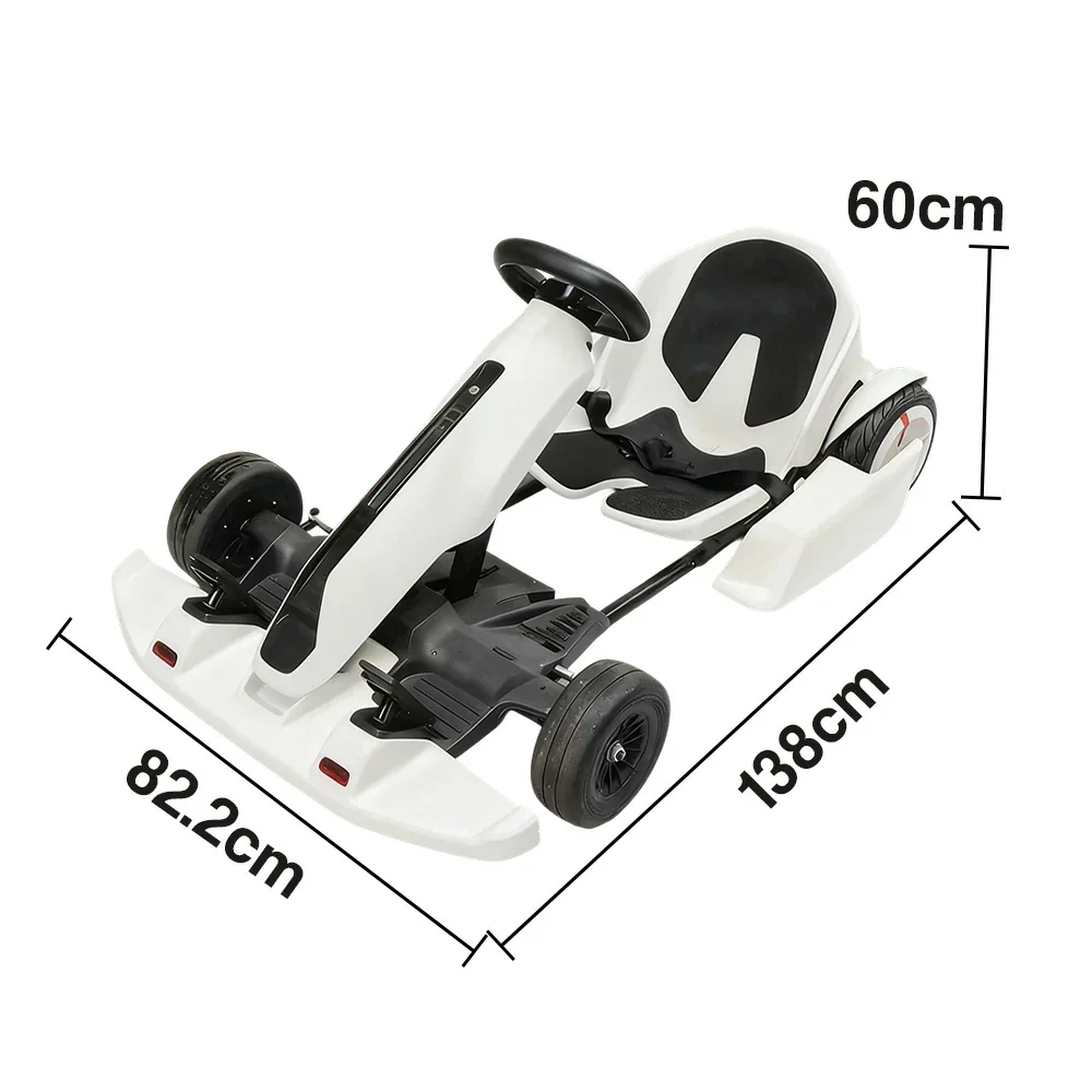 AKEZ 54V4.4A Kids Electric Go Kart Adjustable Frame Lithium Battery Drift Style Ride-On - White - Image 5