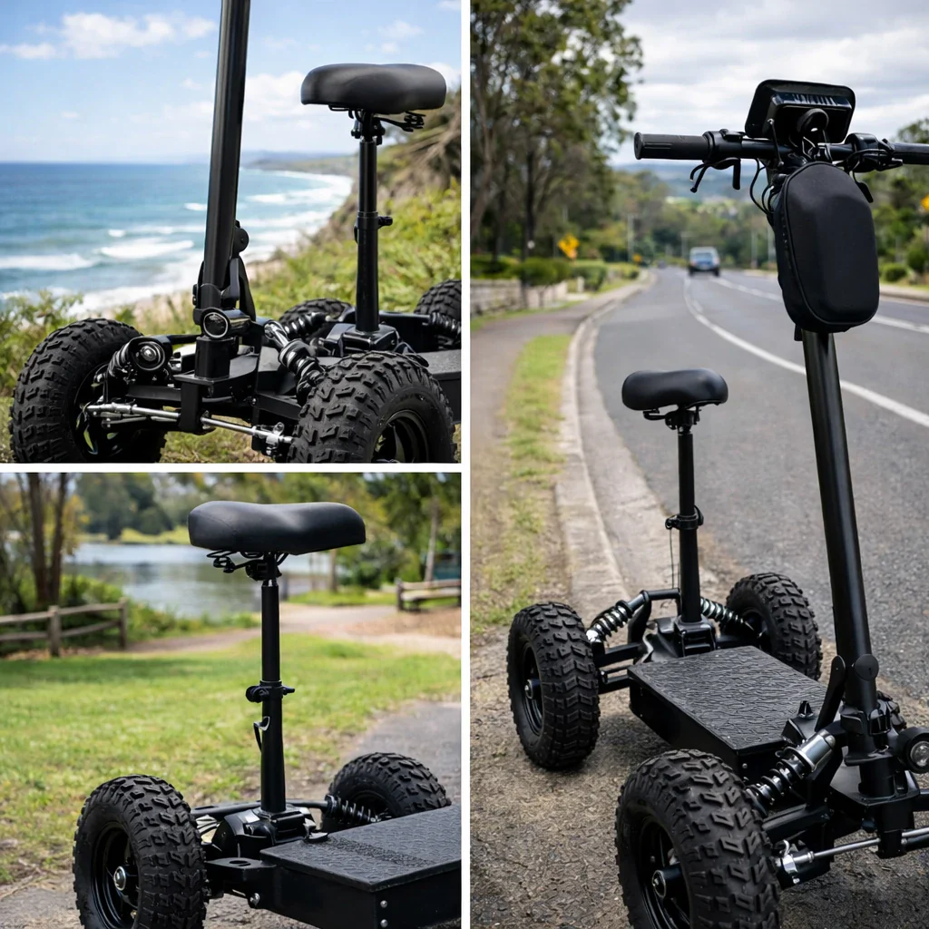 AKEZ 1000W Dual Motor Electric Scooter with Shock-Absorbing Seat, 45¨C55km Range, Foldable Design, All-Terrain Tires - Black - Image 3