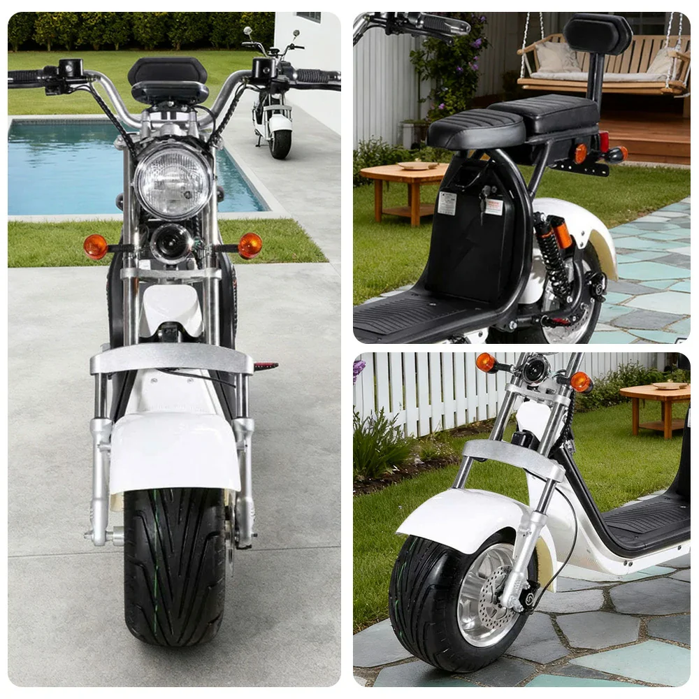 AKEZ Harley Electric Scooter 60V 1500W/2000W Motor, Removable Lithium Batteries, 10-inch Tyres & Backrest Comfort Design Cruise at 25km/h - Unlock More Power (Details Inside)* - Image 3