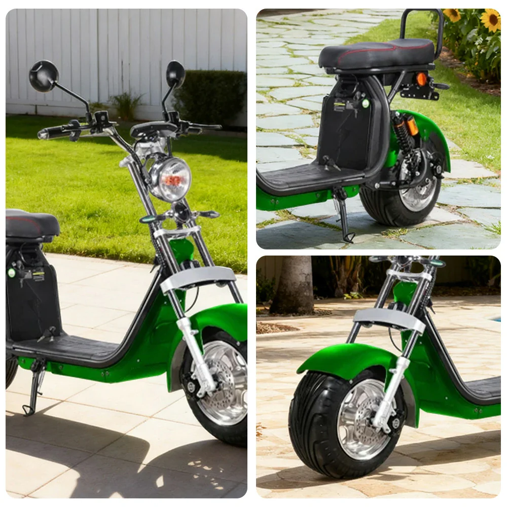 AKEZ Harley Electric Scooter 60V 12/20A 1500W/2000W Brushless Motor, Removable Lithium Battery, 10-inch Aluminium Rims - Green Cruise at 25km/h - Unlock More Power (Details Inside)* - Image 3