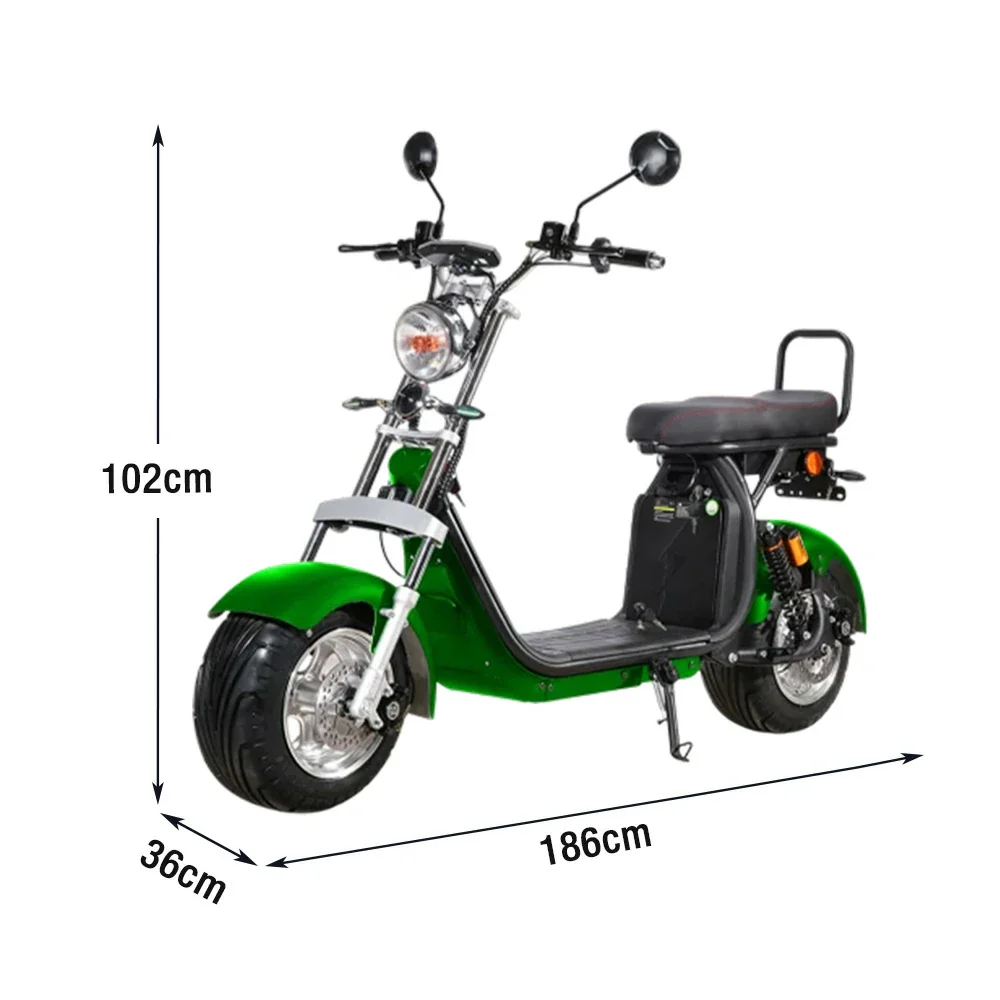 AKEZ Harley Electric Scooter 60V 12/20A 1500W/2000W Brushless Motor, Removable Lithium Battery, 10-inch Aluminium Rims - Green Cruise at 25km/h - Unlock More Power (Details Inside)* - Image 5