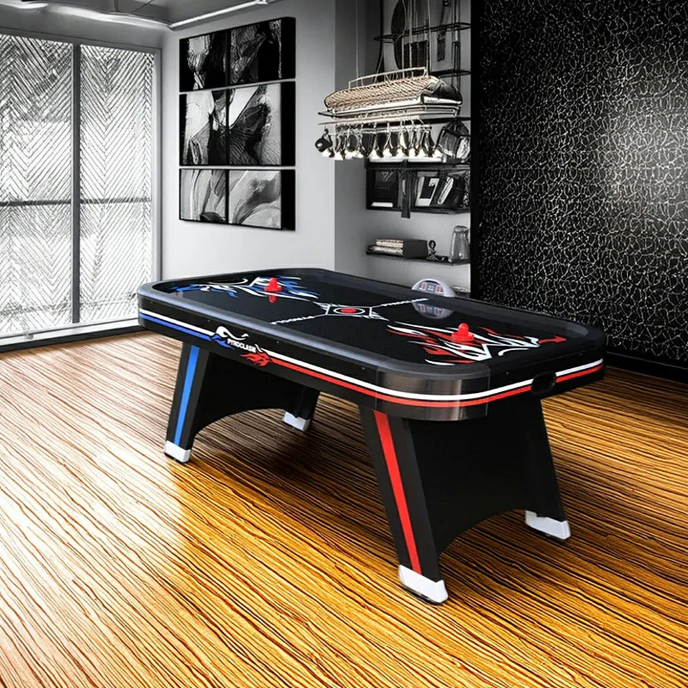 AIRMAX 7FT Air Hockey Table with Electronic Scoring, Smooth Airflow, Strong Support Legs - Red & Blue - Image 4