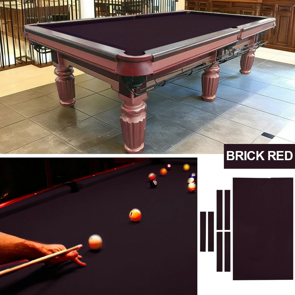ARIX 7/8/9FT Billiard Table Cloth - High-Density Wool Blend, Anti-Pilling Durable Fabric for Smooth & Accurate Play - Brick Red - Image 4