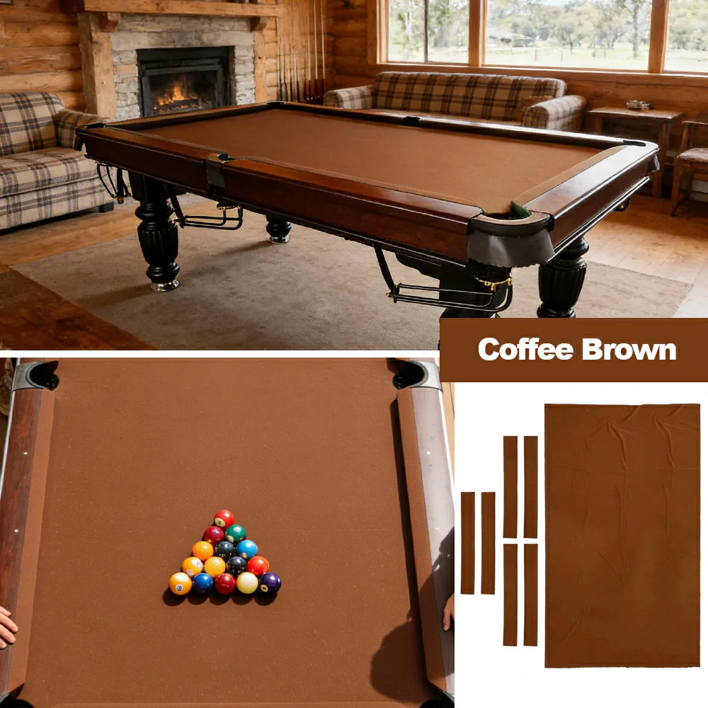 ARIX 7/8/9FT Billiard Table Cloth - High-Density Wool Blend, Anti-Pilling Durable Fabric for Smooth & Accurate Play - Coffee Brown - Image 4