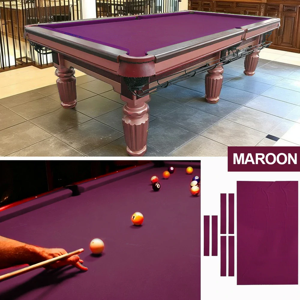 ARIX 7/8/9FT Billiard Table Cloth - High-Density Wool Blend, Anti-Pilling Durable Fabric for Smooth & Accurate Play - Maroon - Image 4