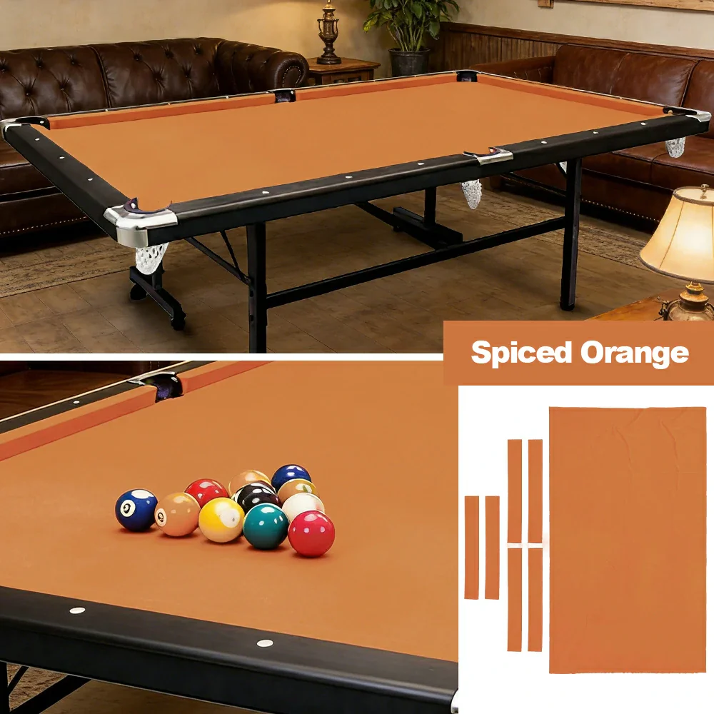 ARIX 7/8/9FT Billiard Table Cloth - High-Density Wool Blend, Anti-Pilling Durable Fabric for Smooth & Accurate Play - Orange - Image 4