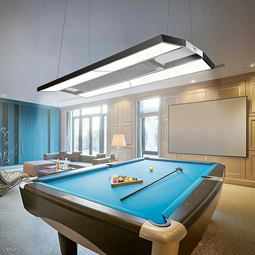 ARIX Pool Table Light, LED Panels with Air Purification, Painted Iron Body, Remote Control, 380W 4-Panel Billiard Lighting - Black - Image 2