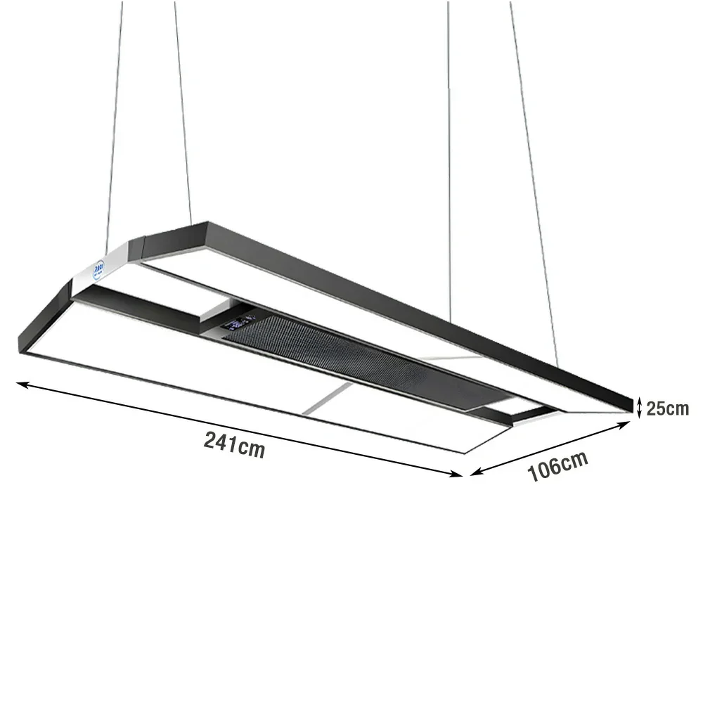 ARIX Pool Table Light, LED Panels with Air Purification, Painted Iron Body, Remote Control, 380W 4-Panel Billiard Lighting - Black - Image 5