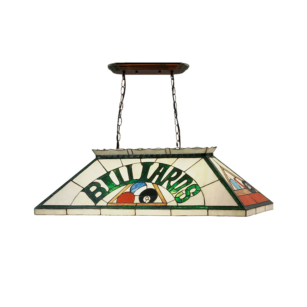 ARIX Tiffany Style Billiards Pendant Light Stained Glass Pool Table Hanging Lamp - White