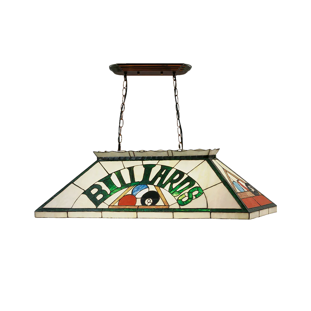 ARIX Tiffany Style Billiards Pendant Light Stained Glass Pool Table Hanging Lamp - White - Image 2