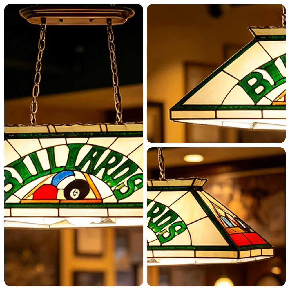 ARIX Tiffany Style Billiards Pendant Light Stained Glass Pool Table Hanging Lamp - White - Image 7