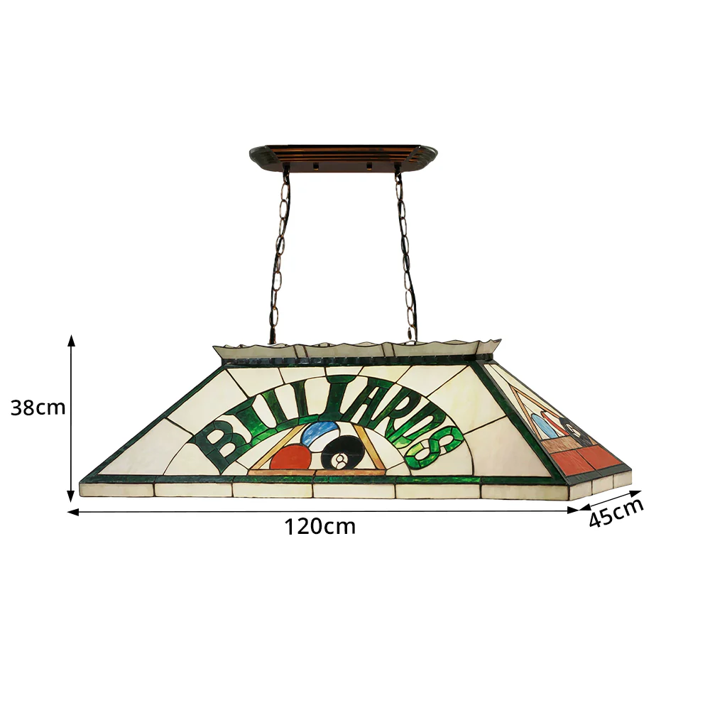 ARIX Tiffany Style Billiards Pendant Light Stained Glass Pool Table Hanging Lamp - White - Image 8