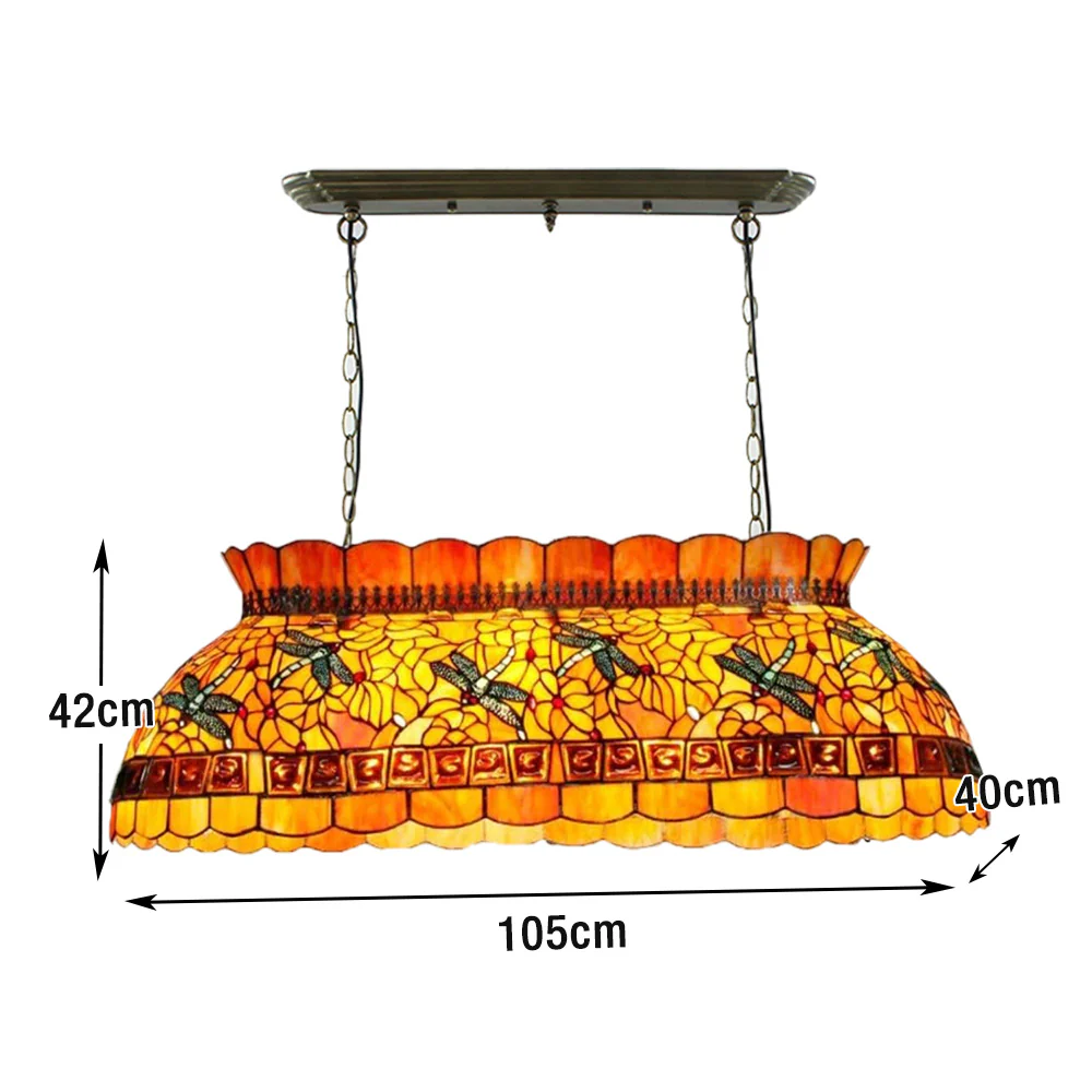 ARIX Billiard Table Light - Handmade Stained Glass, Durable Iron Fittings, E27 Socket, Artistic Vintage Pool Table Lighting - Yellow - Image 6