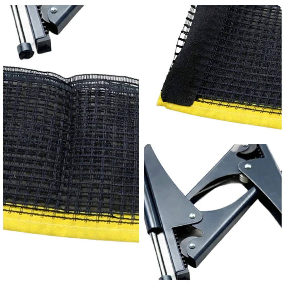 ARIX Table Tennis Net Set - Clamp-On Adjustable Design - Foldable Metal Bracket for Tables up to 4cm Thick - Black & Yellow - Image 5