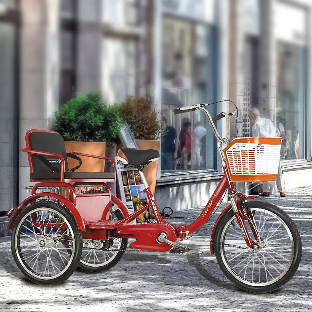 VOLTUS 20 Inches Suspension Fork Foldable 3 Wheels Bike W/ Basket Widened Seat Adult Tricycle - Image 12