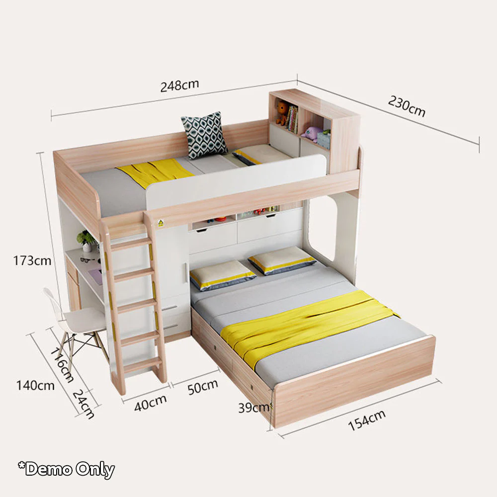 LUXORA 1.5m Large Storage Capacity Bunk Bed With Mattresses - Image 8