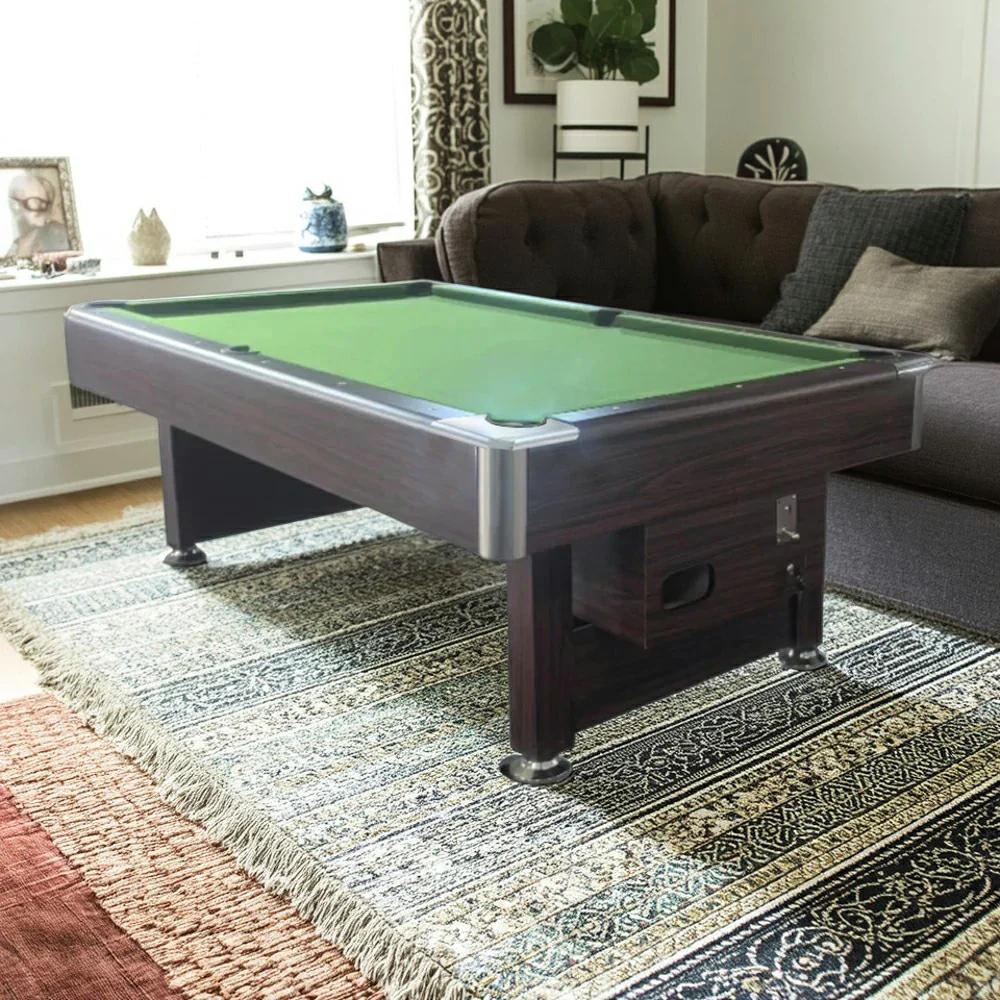 CUETIQ 7FT Pool Table - Professional Billiards Table, Heavy-Duty Frame, Luxury Modern Design, Adjustable 120mm Metal Legs, Precision Rubber Trimmings - Brown - Image 2