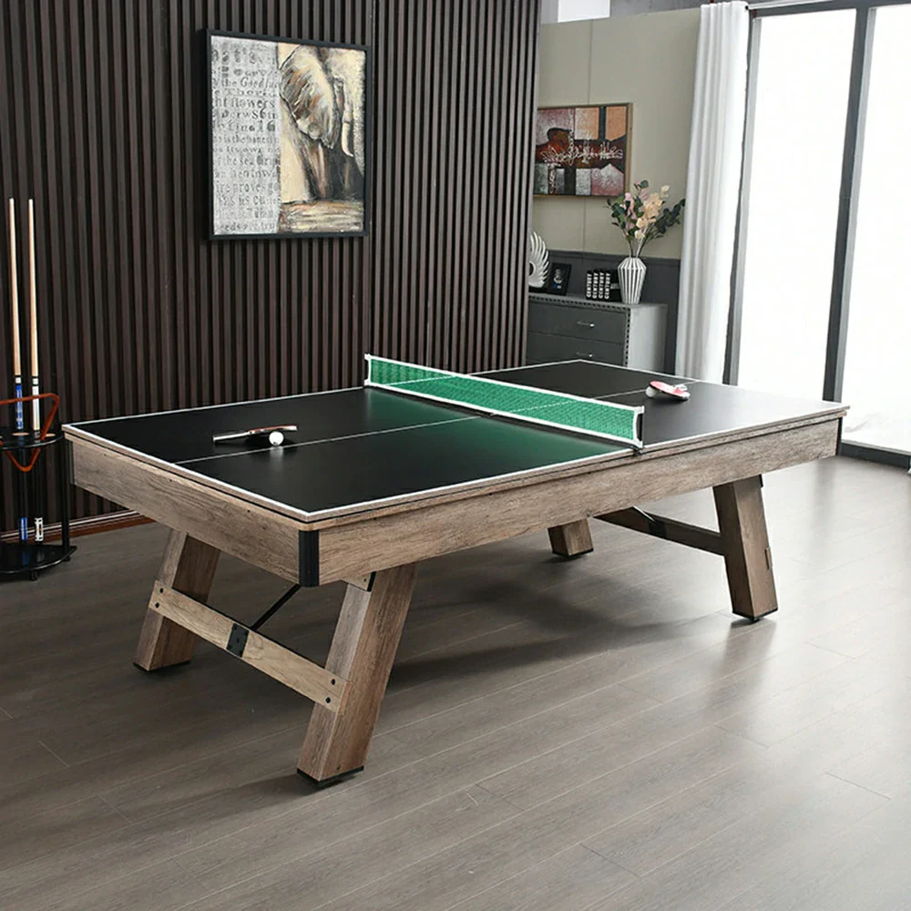 CUETIQ LM 9FT 3-in-1 Billiards / Table Tennis / Dining Table - Black Felt, Silver Mist Frame, Free Accessories - Image 4