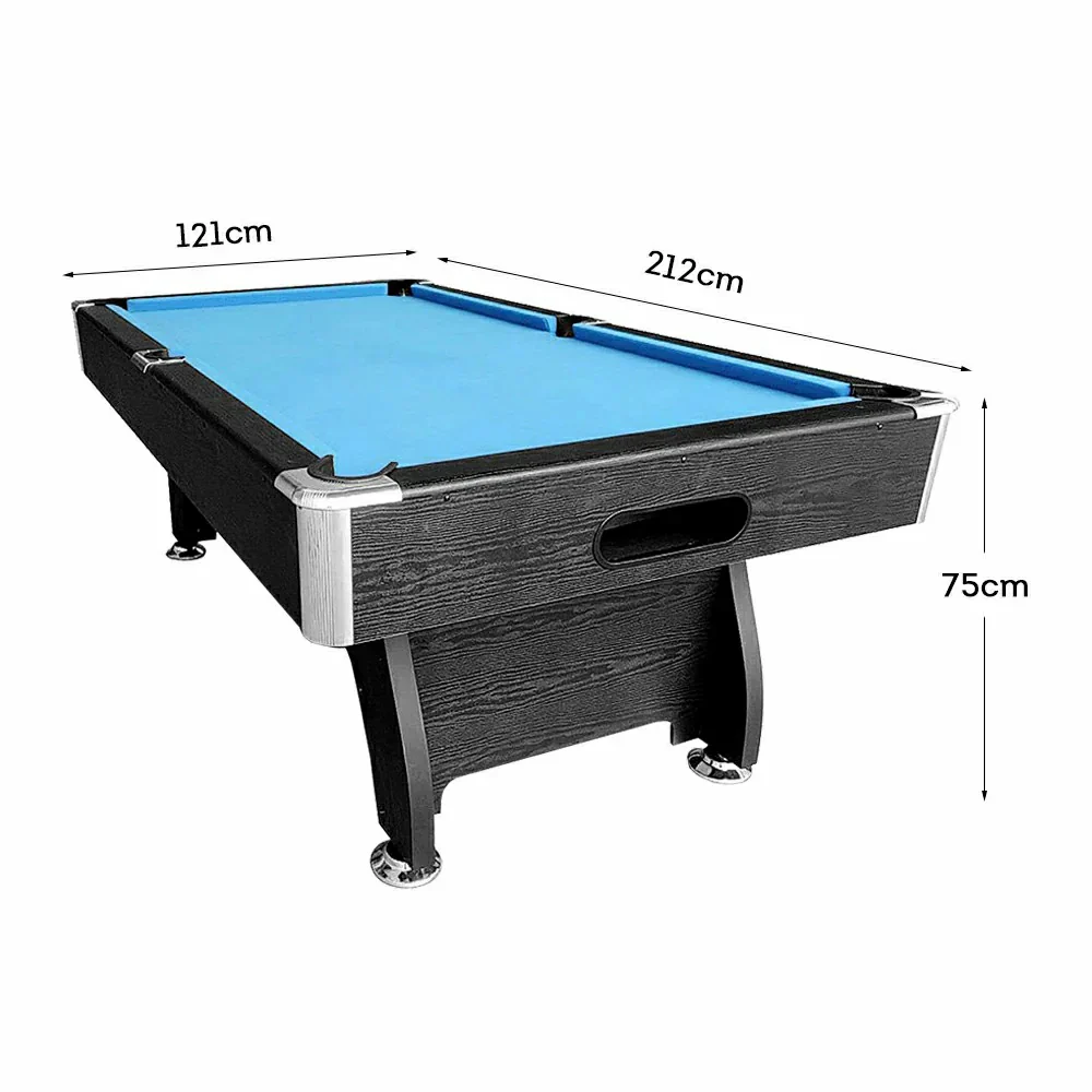 CUETIQ 9FT MDF Pool Snooker Billiard Table - Modern Luxury Design with Ball Return System, Adjustable Leg Levellers, Full Accessories Included - Black Frame Blue Felt - Image 5