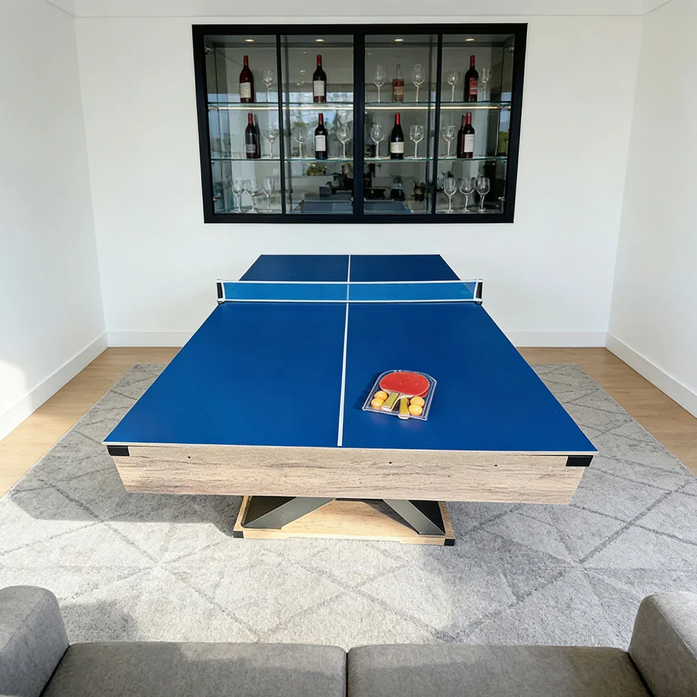 CUETIQ P028 Kingkong 7/8FT 3-in-1 Multi-Function Pool Table - Convertible to Ping Pong Table & Dining Table Top, MDF Construction - Black - Image 10