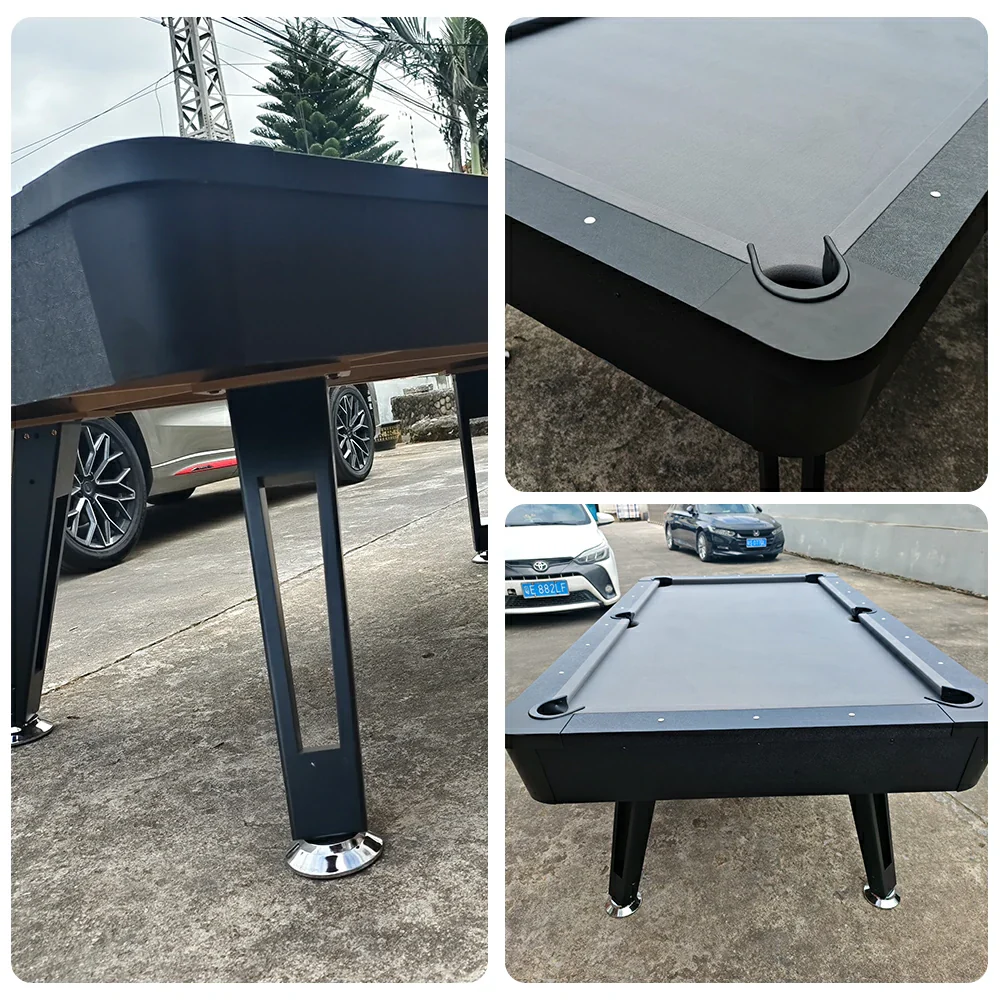 CUETIQ P032 7FT/8FT Modern MDF Billiard Table - Matte Grey Top, Heavy-Duty Metal Legs, Stable Four-Leg Design - Grey Black - Image 8