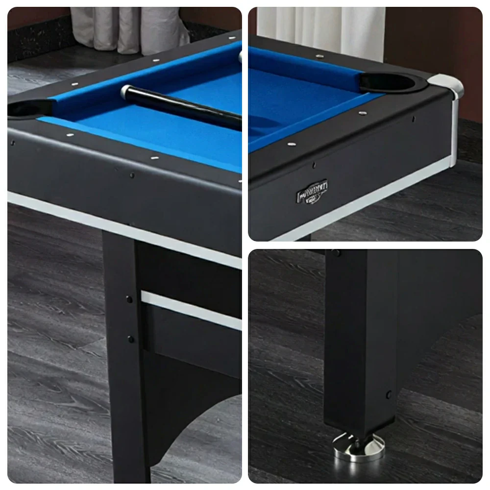 CUETIQ 6FT 3-in-1 Billiard Table with Table Tennis Top and Green Felt for Game Room - Blue - Image 3