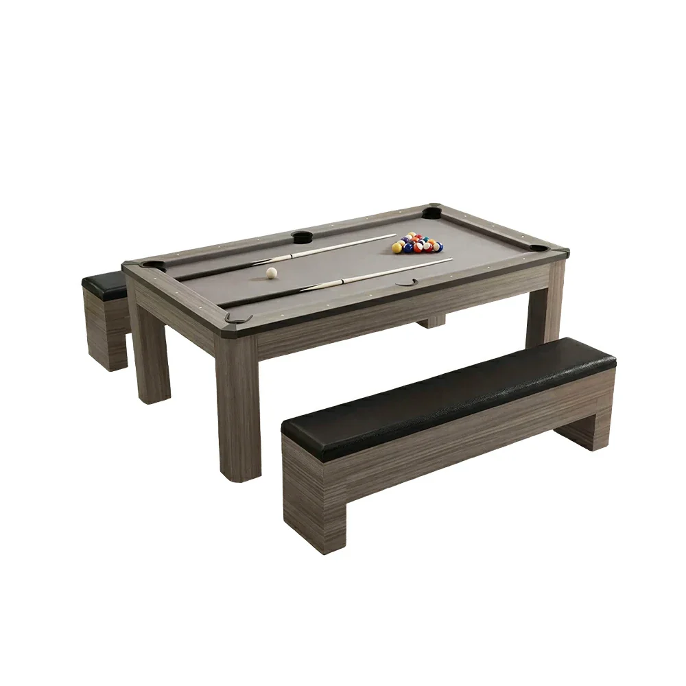 CUETIQ 7FT 3-in-1 MDF Billiard Dining Table with Storage Benches for Home - Grey