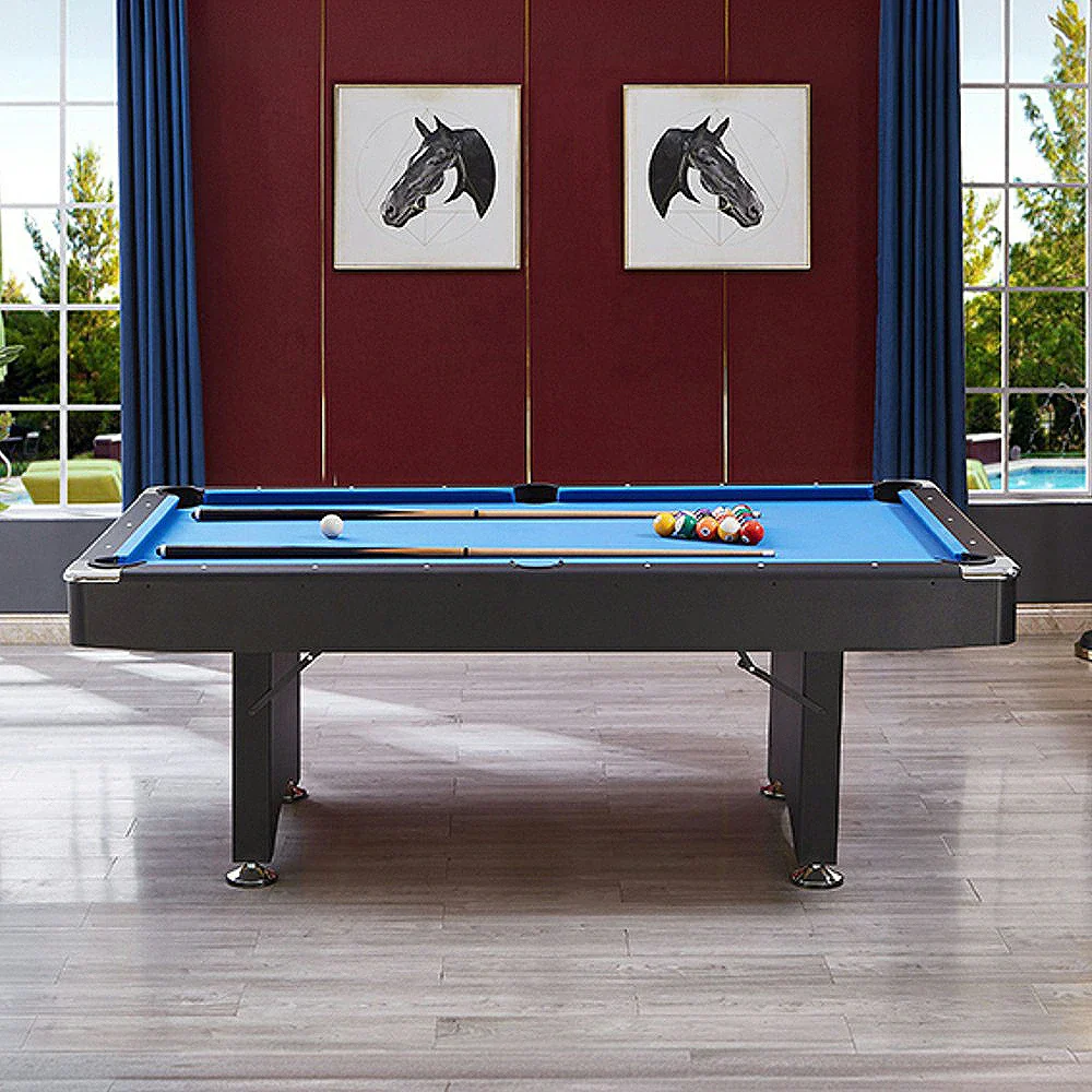 CUETIQ TE 3-IN-1 P038 7FT/8FT Foldable Green MDF Billiard Table with Free Accessories - Blue Felt - Image 5