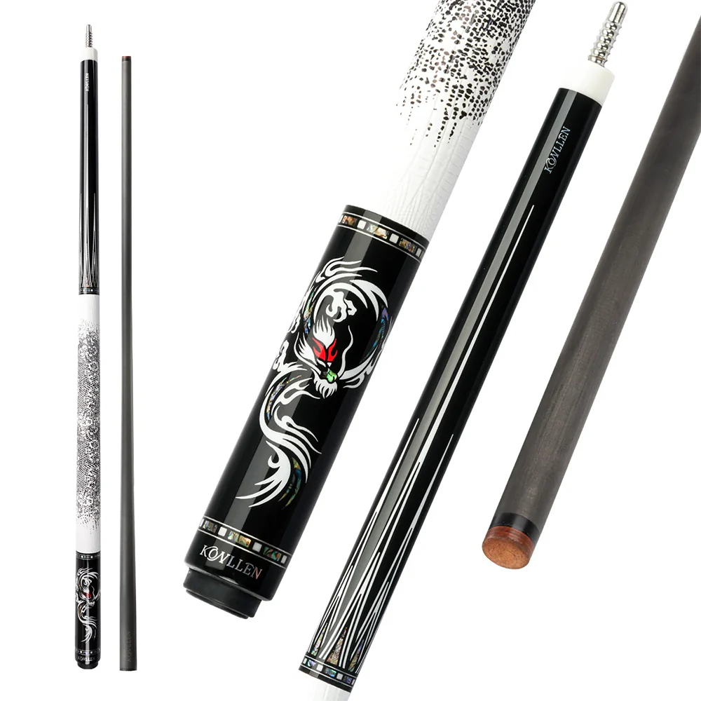 KONLLEN  Premier Professional AING-1WF 18.5-20OZ 2-Piece Pool Cue Ebony Wood 147CM Billiard Cue - White&Black - Image 4