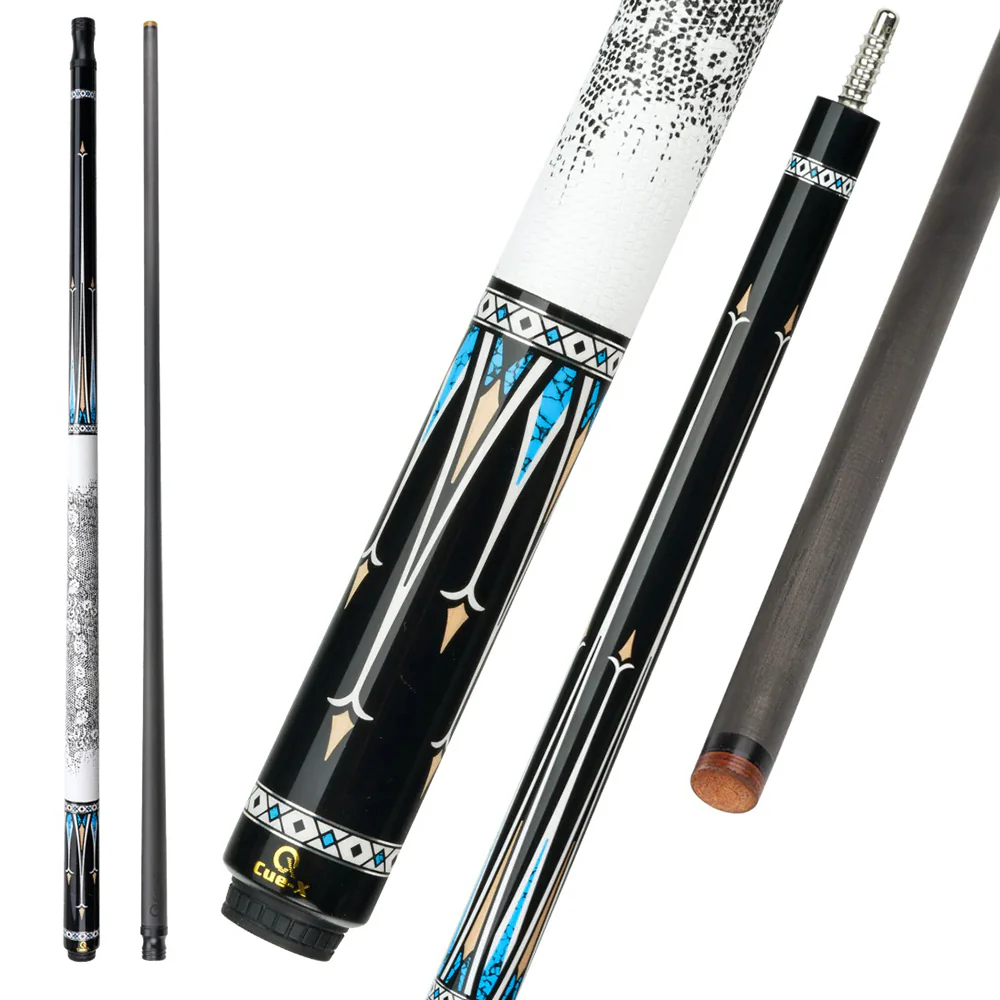 KONLLEN  Premier Professional HQ-06BF 2-Piece Pool Cue Maple Wood 18.5-20OZ Billiard Cue 147CM - Blue&White&Black - Image 2