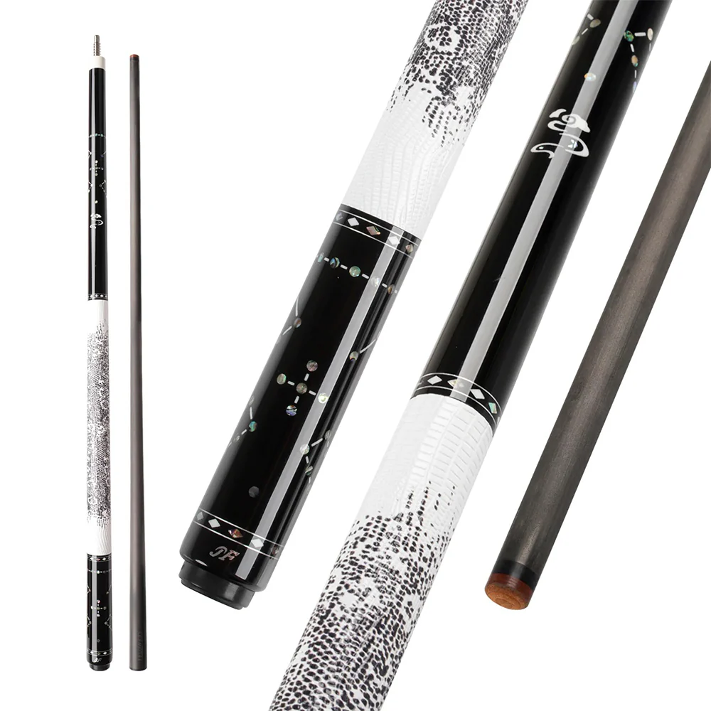 KONLLEN  Premier Professional JF-STAR 18.5-20OZ 2-Piece Pool Cue Ebony Wood 147CM Billiard Cue - White&Black - Image 4