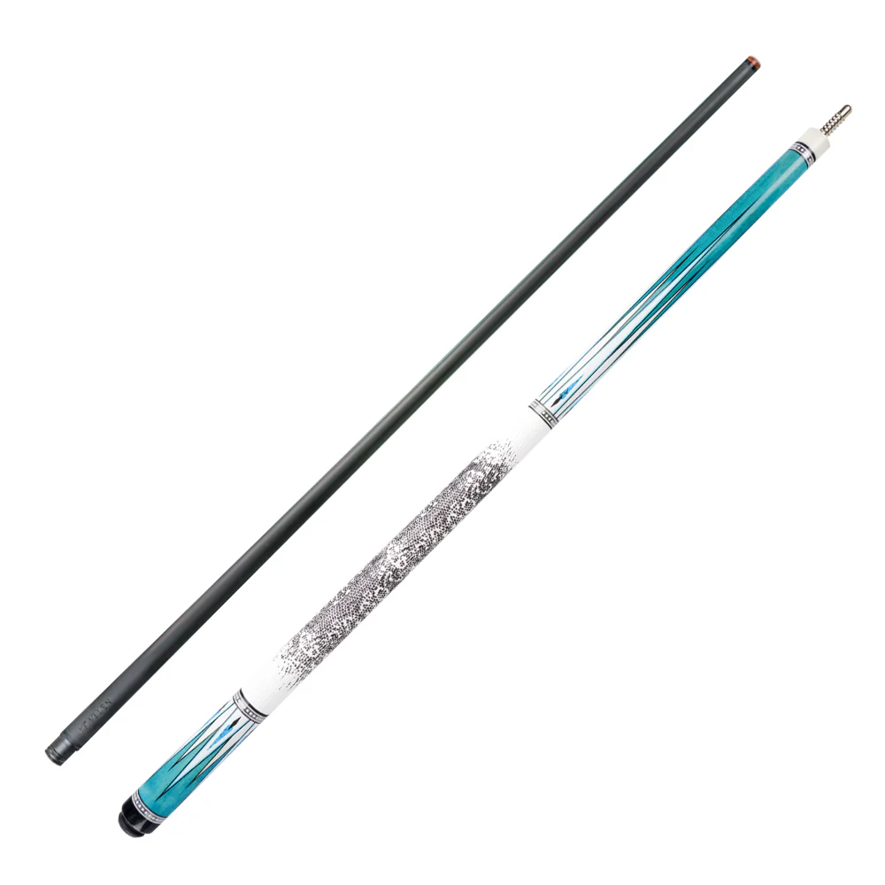 KONLLEN Premier Professional KL-05 18.5-20OZ 2-Piece Pool Cue Maple Wood 147CM Billiard Cue - Blue&White