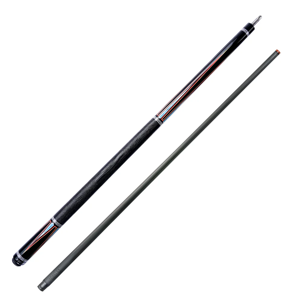 KONLLEN Premier Professional KL-08 18.5-20OZ 2-Piece Pool Cue Maple Wood 147CM Billiard Cue - Red&Blue&Black