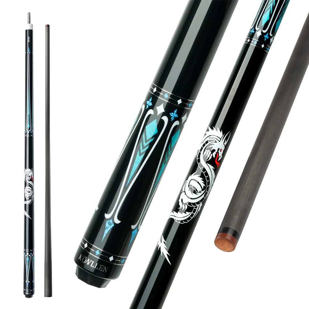 KONLLEN Premier Professional KL-10BF 18.5-20OZ 2-Piece Pool Cue Maple Wood 147CM Billiard Cue - Light Blue&Black - Image 5