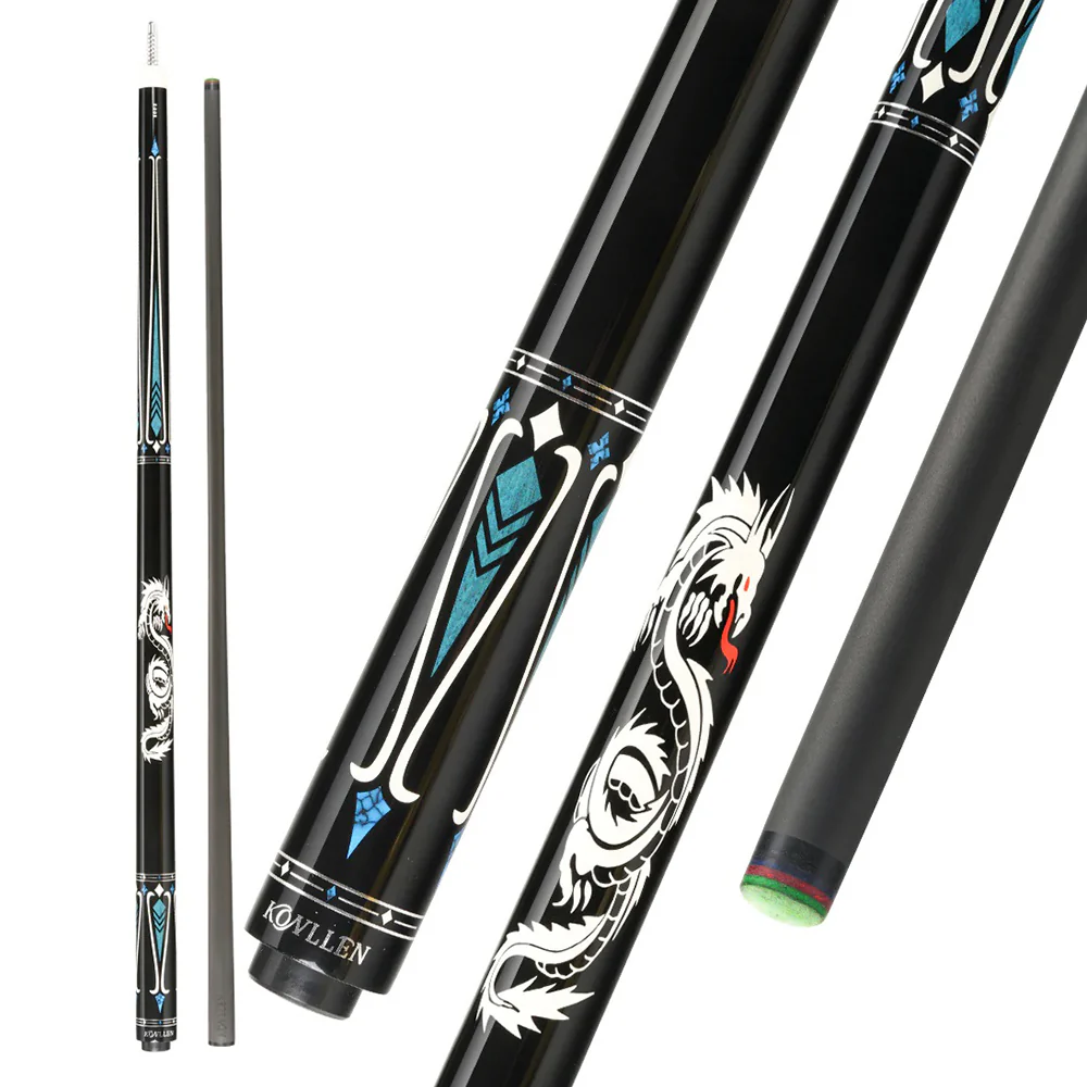 KONLLEN  Premier Professional LW-2 Lowversion 18.5-20OZ 2-Piece Pool Cue Maple Wood 147CM Billiard Cue - Dark Blue&Black - Image 4