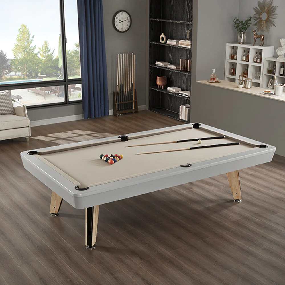 CUETIQ L006 7/8/9FT 3-IN-1 Slate Billiard Table/ Ping-pong Table/ Office Desk Solid Wood Frame - Oak&Grey - Image 3