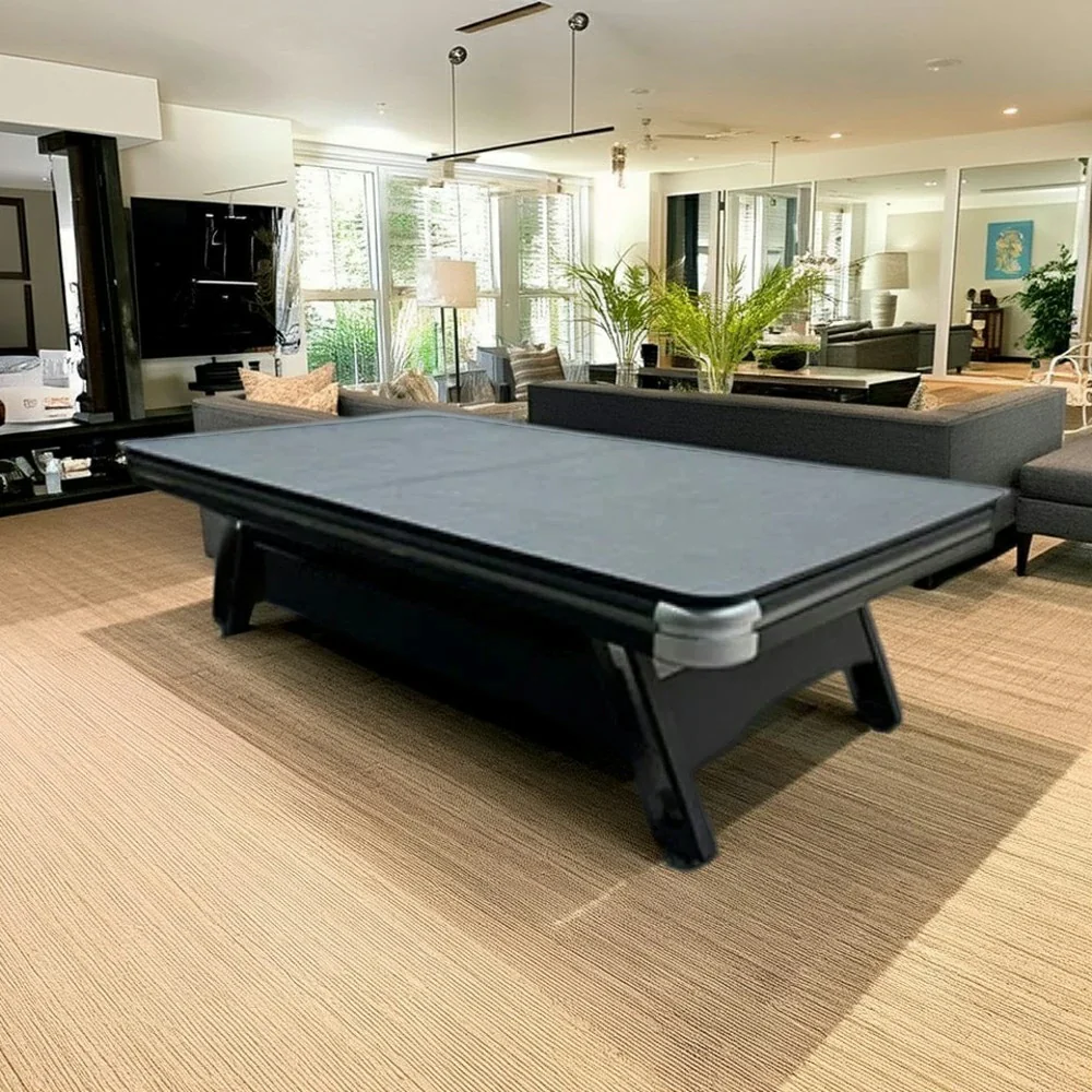 CUETIQ 3-in-1 9FT Iron-Leg Pool Table - Billiards, Table Tennis, Office Desk Combo - Durable, Space-Saving, Modern Design - Image 4