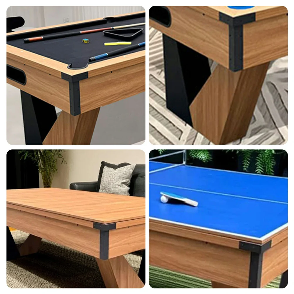 QUESLA 9FT 3-in-1 Marble Pool Table - Billiards, Ping Pong & Office Desk, Ball Return System - Image 3