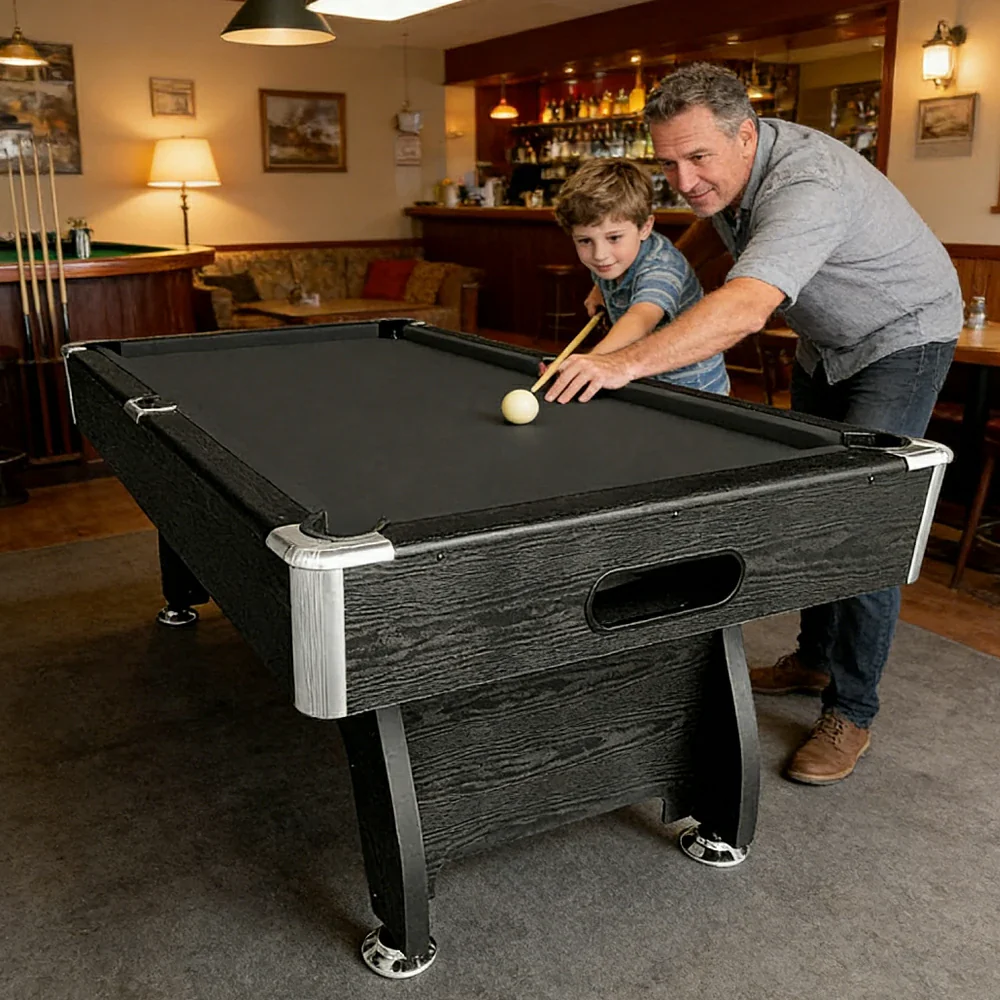 CUETIQ 7FT MDF Pool Snooker Billiard Table with Accessories Pack - Black Frame - Image 17