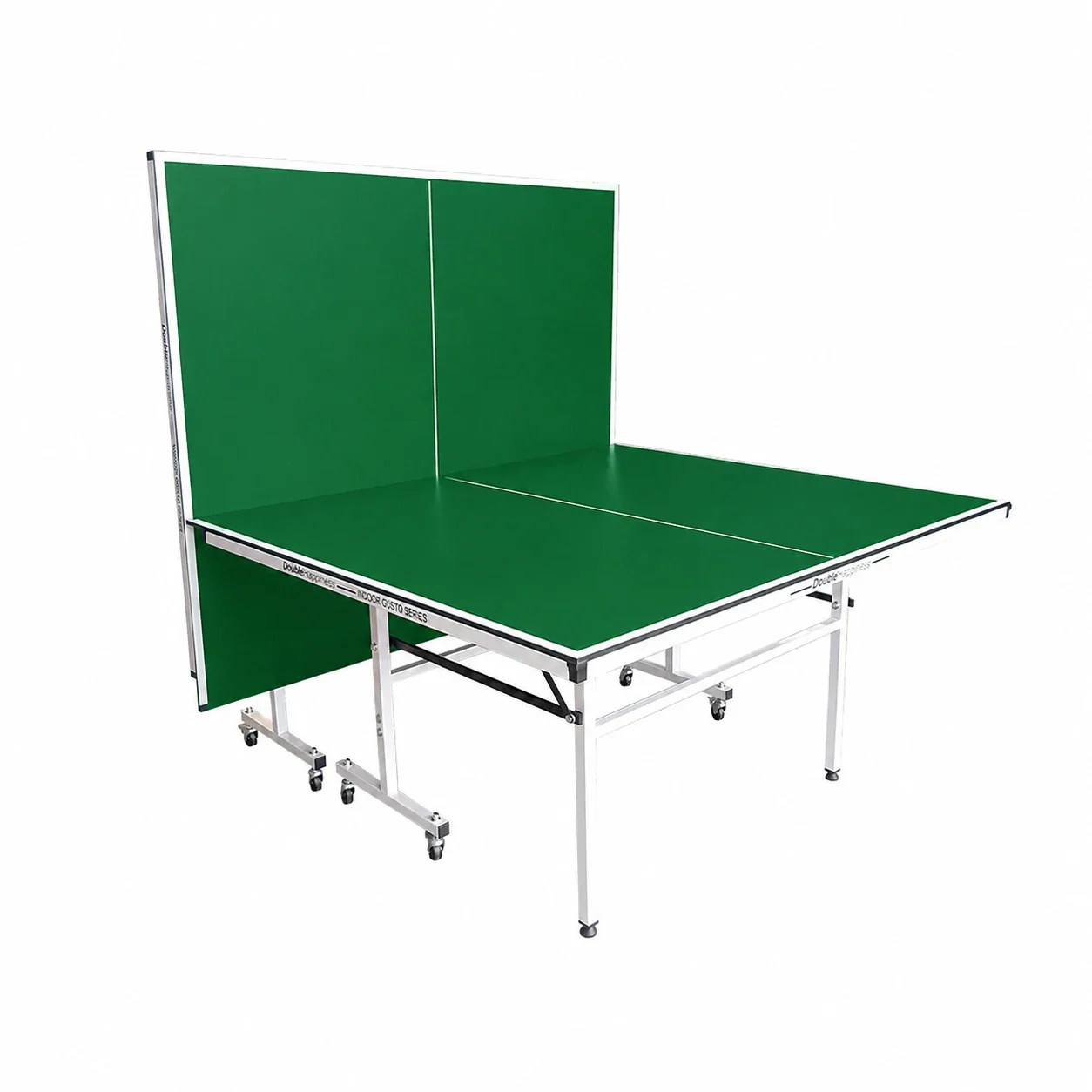 DOUBLE HAPPINESS Indoor Foldable Table Tennis Table - Solo Playback Design with Net Bats & Balls - 13/16/19/25mm for Home & Club Use - Green - Image 3