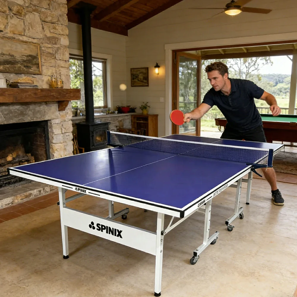 SPINIX Rollaway 13mm Indoor Black&Blue Foldable Solo Play Table Tennis Pingpong Table-Bats Balls Net - Image 8