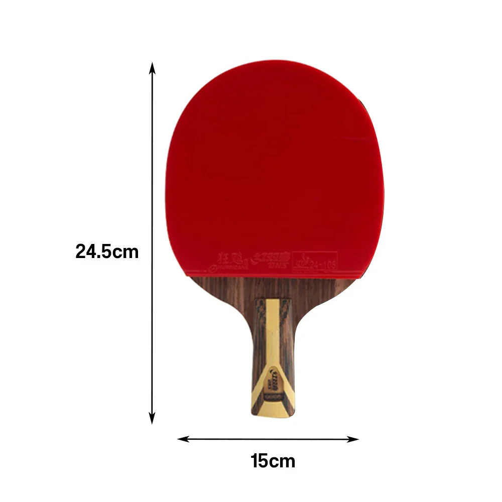 DHS 9-Star Penhold Table Tennis Paddle Set - PRO Arylate-Carbon Blade, Hurricane 3 + Hurricane 8 Rubbers, Faster Speed & Strong Spin - Includes 6 Balls & Case - Red - Image 5