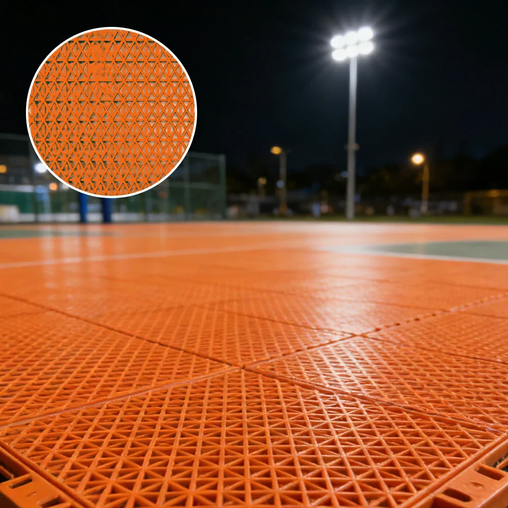 DUNK MASTER Interlocking Sports Floor Tiles - Double Layer Anti-Slip Basketball Court Flooring Modular Tiles 10/20/30 Square Meters - Orange - Image 2