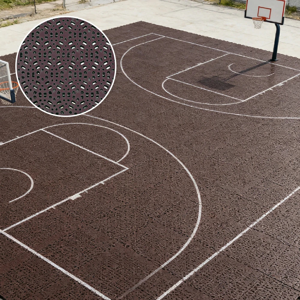 DUNK MASTER Interlocking Sports Floor Tiles - Anti-Slip Shock Absorbing Modular Court Flooring for Basketball Courts 10/20/30 Square Meters - Coffee - Image 4