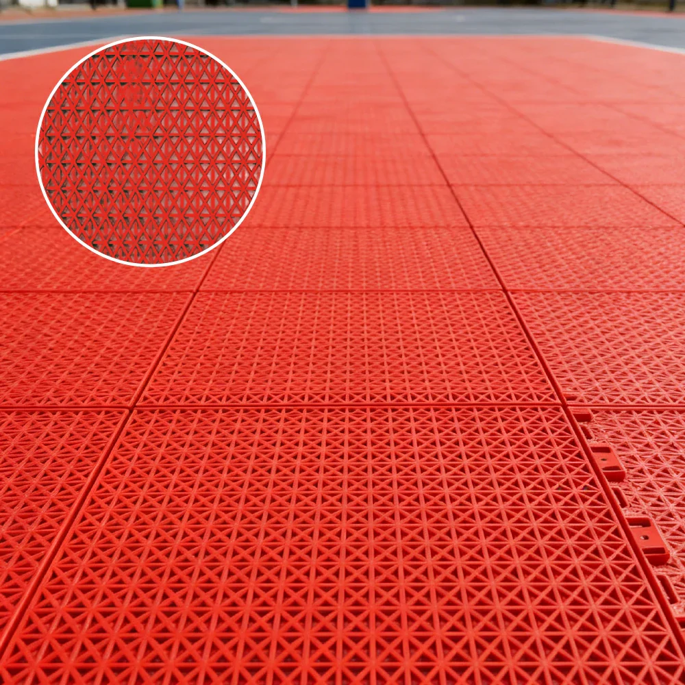 DUNK MASTER Interlocking Sports Floor Tiles - Double Layer Anti-Slip Basketball Court Flooring Modular Tiles 10/20/30 Square Meters - Red - Image 4