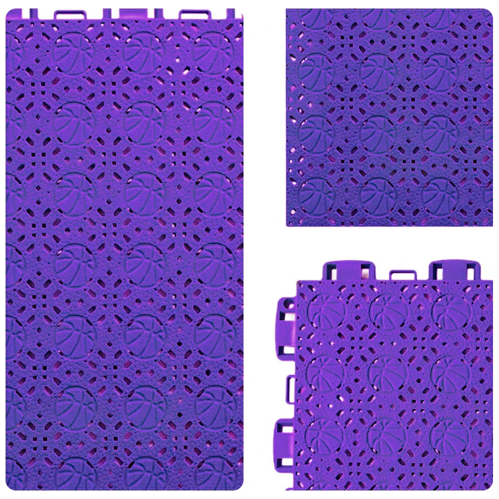 DUNK MASTER Interlocking Sports Floor Tiles - Anti-Slip Shock Absorbing Modular Court Flooring 10/20/30  Square Meters Basketball Court Outdoor Use - Purple - Image 3