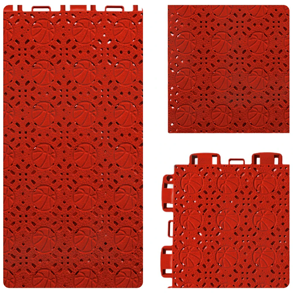 DUNK MASTER Interlocking Sports Floor Tiles - Anti-Slip Shock Absorbing Modular Court Flooring 10/20/30  Square Meters Basketball Court Outdoor Use - Red - Image 3