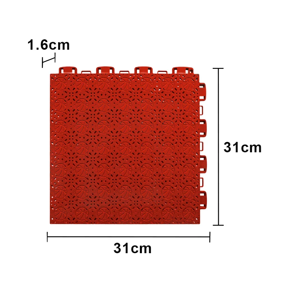 DUNK MASTER Interlocking Sports Floor Tiles - Anti-Slip Shock Absorbing Modular Court Flooring 10/20/30  Square Meters Basketball Court Outdoor Use - Red - Image 5